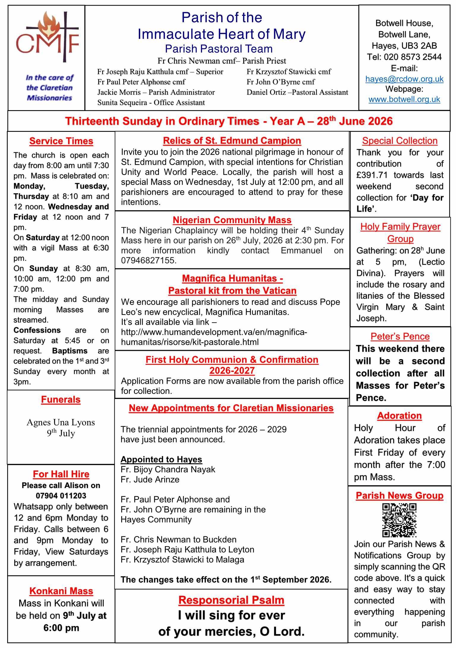 Parish Newsletter 28 June 2026