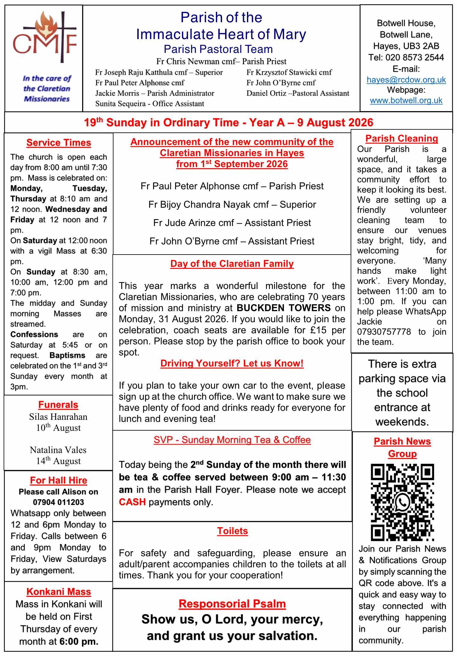 Parish Newsletter 9 August 2026