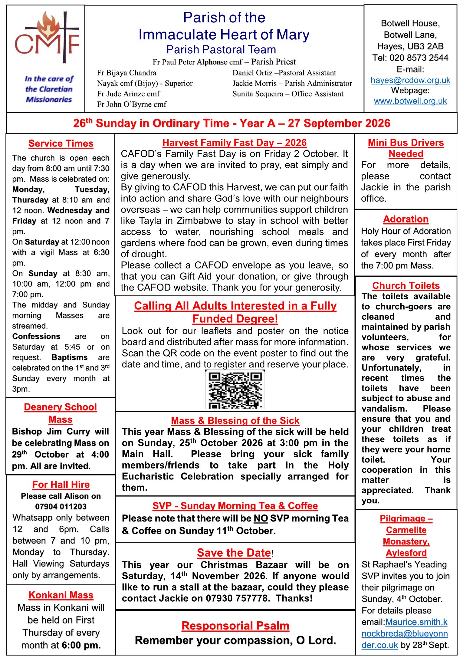 Parish Newsletter 27 September 2026